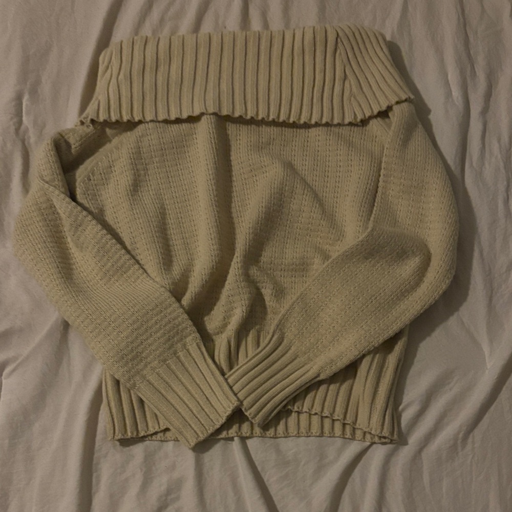 Off the shoulder cream sweater